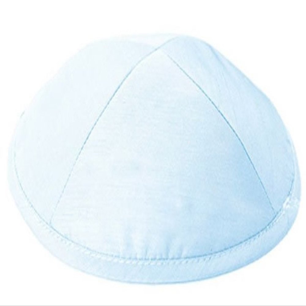 A1 Skullcap Raw Silk Fabric Kippot Single or Bulk Kippah Optional Custom Imprinting Inside for Your Speacial Event  Light Blue