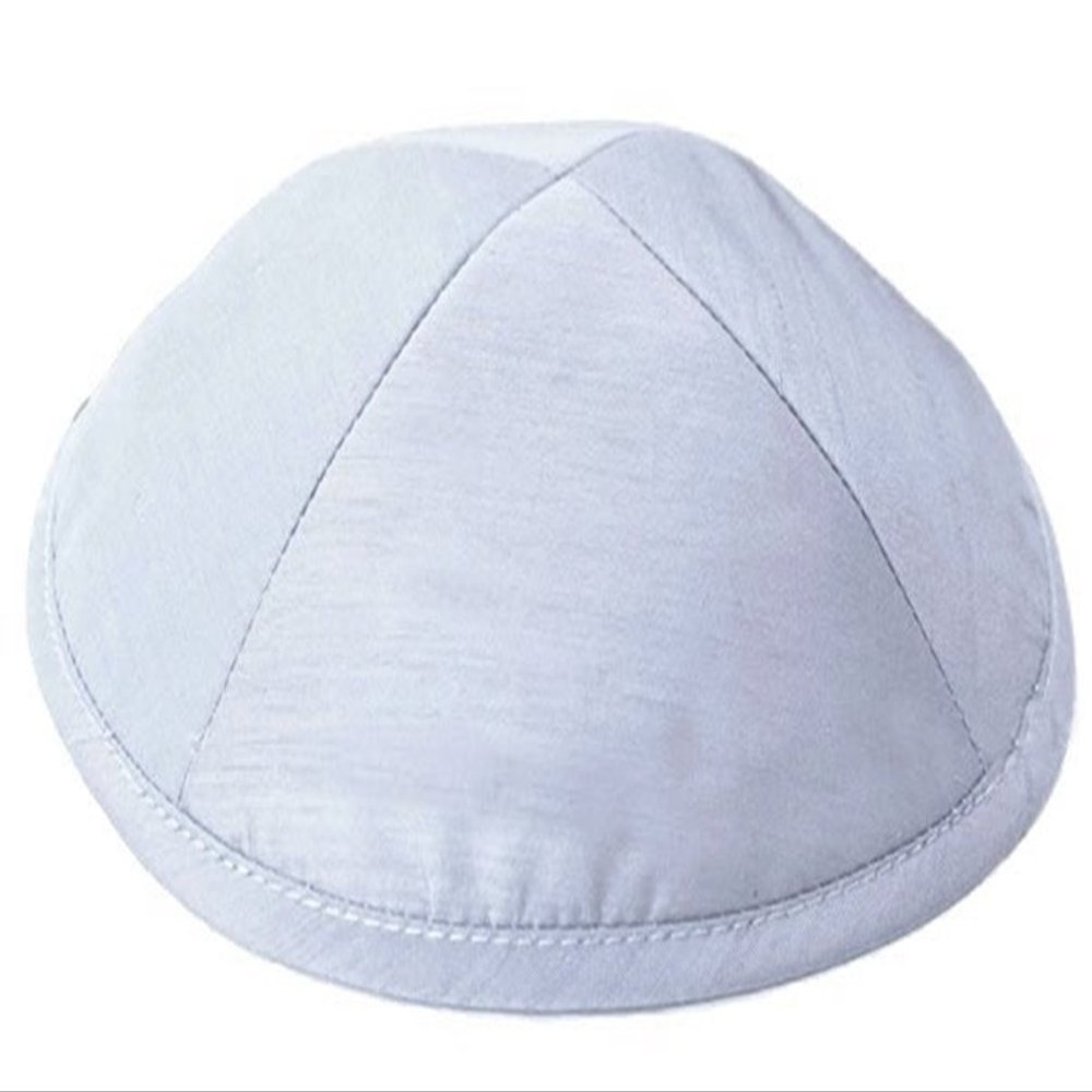 A1 Skullcap Raw Silk Fabric Kippot Single or Bulk Kippah Optional Custom Imprinting Inside for Your Speacial Event  Silver
