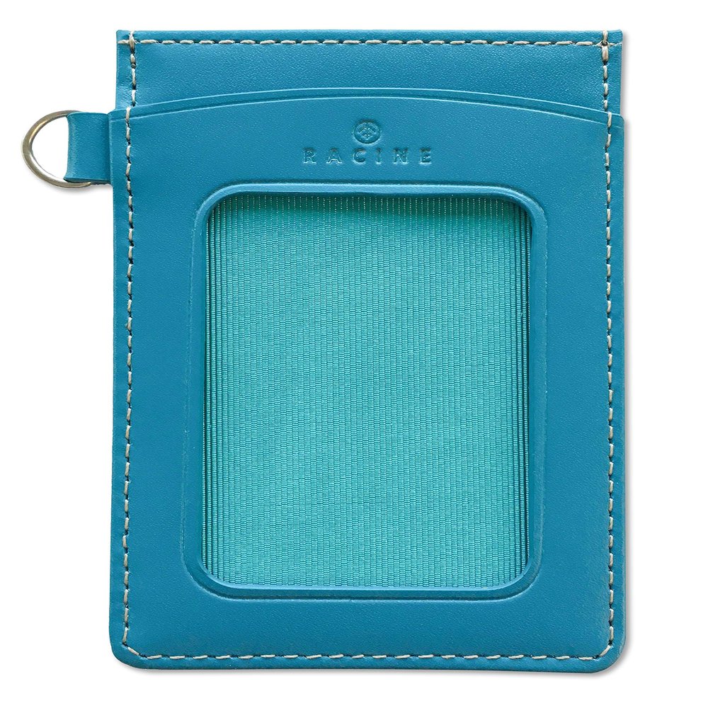 CONCISE Envelope Card Holder, Pass Case, Leather, Lacine, Turquoise Blue