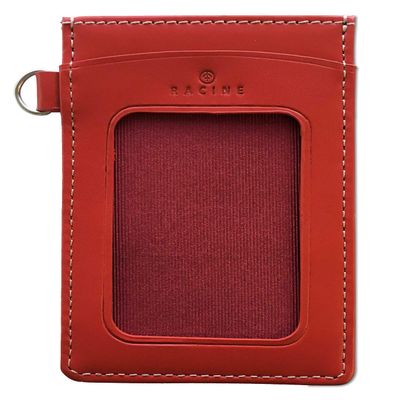  CONCISE Envelope Card Holder, Pass Case, Leather, Lacine, Red