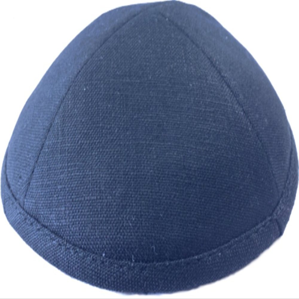 A1 Skullcap Linen Fabric Kippot Single or Bulk Kippah Optional Custom Imprinting Inside for Your Speacial Event  Navy Blue