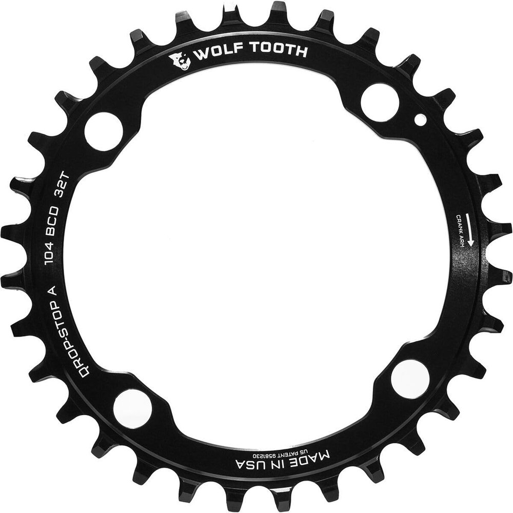 Wolf Tooth 96 BCD Spider Mountain Gravel Bike Chainring for Shimano XT M8000 and SLX M7000 (38 Tooth, Drop-Stop A, MTB)