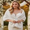 Aukmla Long Wedding Faux Fur Wraps and Shawls Wedding Bridal Stole for Brides and Bridesmaids (White) view 2