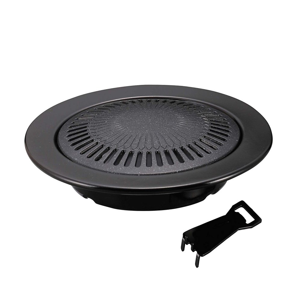 Captain Stagg (CAPTAIN STAG) Grilled Meat Plate Round Grill Plate 33cm 4-Layer with Marble Coating Gas fire only Hook Handle UG-1564