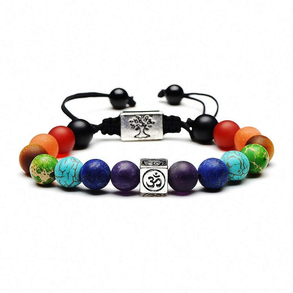 7 Chakra Tree Of Life Charm Bracelets Multicolor Beads Stones Weave Rope Bracelet Yoga Bracelets