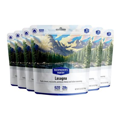Backpacker's Pantry Lasagna, 2 Servings Per Pouch (6 Count), Freeze Dried Food, 19 Grams of Protein, Vegetarian