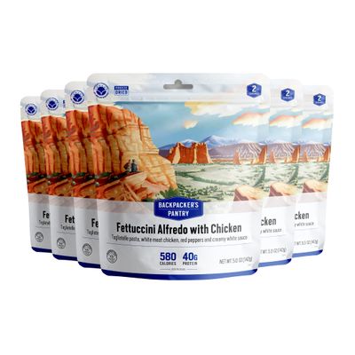 Backpacker's Pantry Fettuccini Alfredo with Chicken - Freeze Dried Backpacking & Camping Food - Emergency Food - 40 Grams of Protein - 6 Count