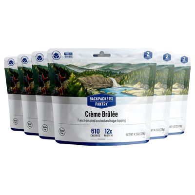 Backpacker's Pantry Creme Brulee - Freeze Dried Backpacking & Camping Food - Emergency Food - 12 Grams of Protein, Vegetarian, Gluten-Free - 6 Count