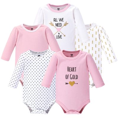 Hudson Baby Unisex Baby Cotton Long-sleeve Bodysuits, Heart, 9-12 Months