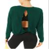 Bestisun Long Sleeve Yoga Shirts Open Back Workout Tops Backless Exercise Clothes for Women Loose Fit Deep Green S view 1