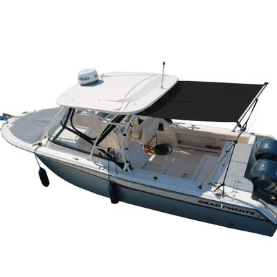 Oceansouth Cabin Cruiser Extension (Size 11) 9.5 ft Length x 8 ft Width - Black Shades Sun Shade Canvas Boat Bulk Fishing Accessories Covers Patio Tent
