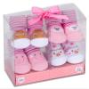 BRUBAKER 4 Pairs of Baby Socks Girls 0-12 Months - Animals Pink Yellow view 1