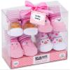 BRUBAKER 4 Pairs of Baby Socks Girls 0-12 Months - Animals Pink Yellow view 2