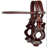 Showman Burgundy Leather Headstall and Reins w/Texas Star Conchos and Split Cheeks