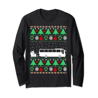 Santa Riding Sleigh Bus Driver Christmas Ugly Sweater Shirt