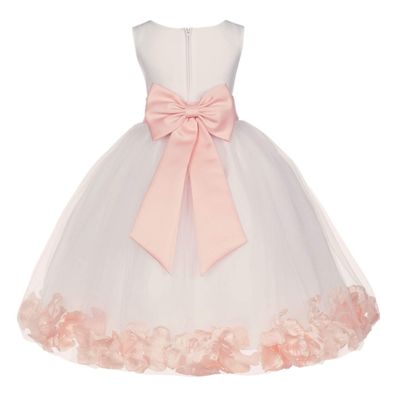 Wedding Pageant Flower Petals Girl Ivory Dress with Bow Tie Sash 302a 16