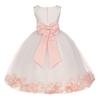 Wedding Pageant Flower Petals Girl Ivory Dress with Bow Tie Sash 302a 16 view 1