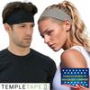 Temple Tape, Value 2-Pack, Mens Headband - Guys Sports Headbands Moisture Wicking Workout Sweatbands for Running, Cross Training, Skiing and Bike Helmet Friendly - 1-Black & 1-Gray Sweatband view 3