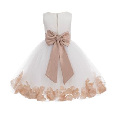 Wedding Pageant Flower Petals Girl Ivory Dress with Bow Tie Sash 302a 16