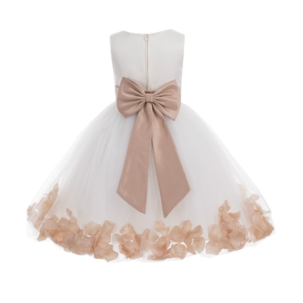 Wedding Pageant Flower Petals Girl Ivory Dress with Bow Tie Sash 302a 16
