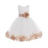 Wedding Pageant Flower Petals Girl Ivory Dress with Bow Tie Sash 302a 16 view 2