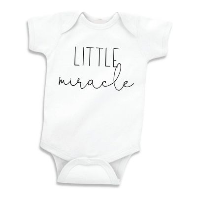 Bump and Beyond Designs Baby Surprise Pregnancy Announcement Little Miracle White, 0-3 Months