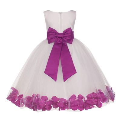 Wedding Pageant Flower Petals Girl Ivory Dress with Bow Tie Sash 302a 16