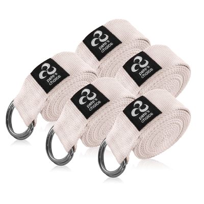5 Pack Yoga Exercise Adjustable Straps 8Ft | BONUS eBook | with Durable D-Ring For Pilates & Gym Workouts | Hold Poses, Stretch, Improve Flexibility & Maintain Balance