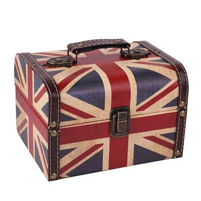 WaaHome Treasure Box 7.1'' British Flag Decorative Wooden Jewelry Keepsake Storage Box with Lids - Vintage Treasure Chest for Kids Girls Women Men, Home Decor