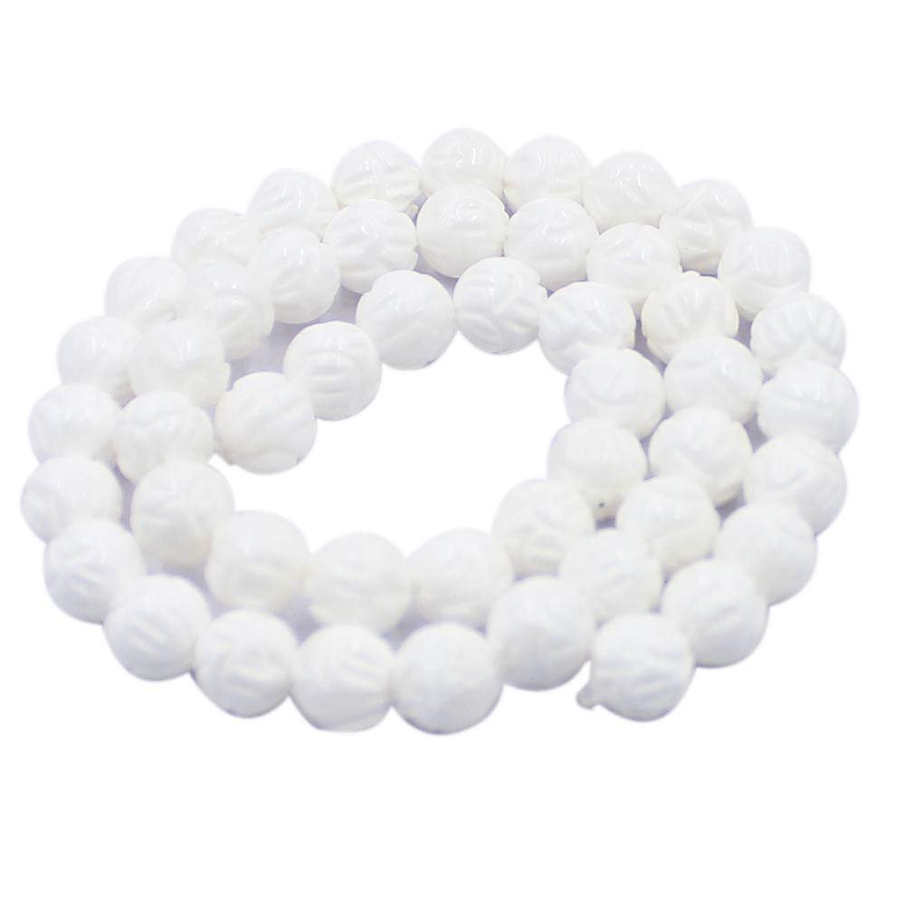 6 8 10 12mm Flower Carved Lotus White Tridacna Shell Round Jewelry Loose Gemstone Beads Strand 15" Natural Stone for Necklace Bracelet DIY Design