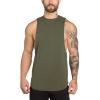 ZUEVI Men's Muscular Cut Open Sides Bodybuilding Tank Top Gym Workout Stringer T-Shirt (ZArmy Green-M) view 1