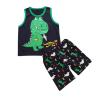 Baby Toddler Boys Summer Clothes Outfits 1-6 Years Old Kids Short Sleeve Dinosaur Tees Squama Print Shorts Sets (18-24 Months, Green) view 1