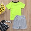 Baby Toddler Boys Summer Clothes Outfits 1-6 Years Old Kids Short Sleeve Dinosaur Tees Squama Print Shorts Sets (18-24 Months, Yellow) view 2