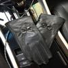 Ealafee Gray Full Lined Winter Gloves Short Winter Driving Mitten Warm Leather Gloves view 3