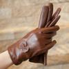 Ealafee Gray Full Lined Winter Gloves Short Winter Driving Mitten Warm Leather Gloves view 4