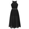 Agoky Halter Lace Flower Girls Dress Wedding Junior Bridesmaid Party Ball Gown Floor Length Dresses Black (Floral Lace) 10 view 3