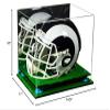 Better Display Cases Acrylic Football Helmet Display Case with Mirror, Light Blue Risers and Turf Base (A002-BLR) view 3