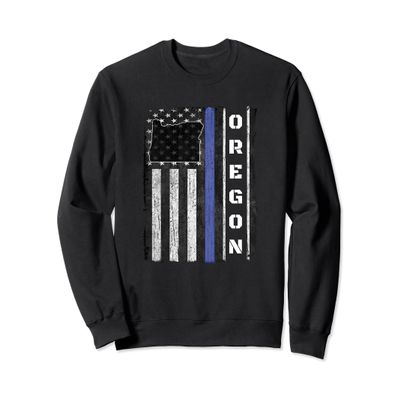 Police Week Sweatshirt Oregon Thin Blue Line USA Flag Gifts