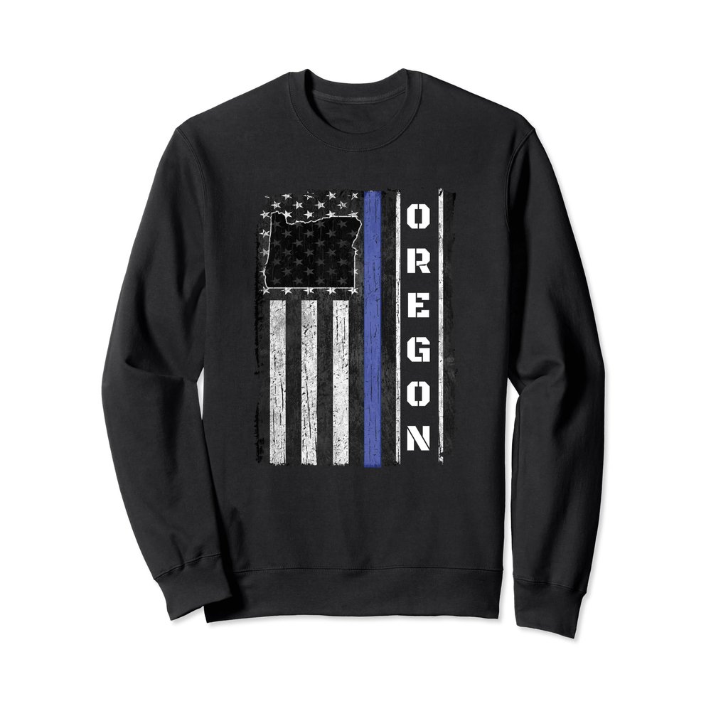 Police Week Sweatshirt Oregon Thin Blue Line USA Flag Gifts