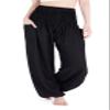 Lannaclothesdesign Women's Smocked Waist Boho Flowy Yoga Harem Pants Hippie Clothes (M, Black) view 1