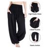 Lannaclothesdesign Women's Smocked Waist Boho Flowy Yoga Harem Pants Hippie Clothes (M, Black) view 4