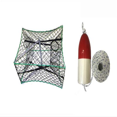 KUFA S33+FWM103 Galvanized Foldable Crab Trap 5/16" X 100' Non-Lead Sinking Line and 6"X14" Red Float