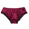 inlzdz Mens Silky Satin Ruffled Lace Lingerie French Maid Sissy Crossdress Panties Underwear Feminine Knickers Wine Red Medium view 4