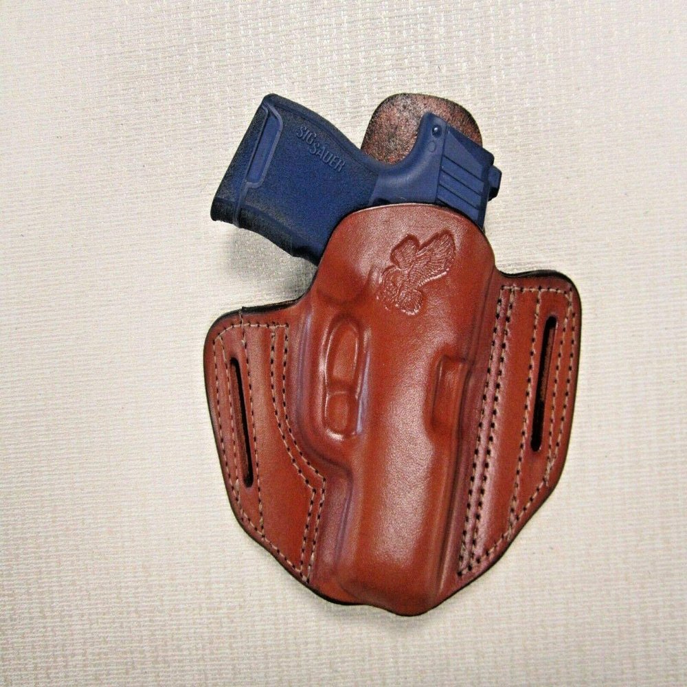 Braids Holsters Brown Pancake Owb Belt Holster, Choose Gun, & Hand Orientation (Handing:Right; for Gun Model:Kahr P380;)