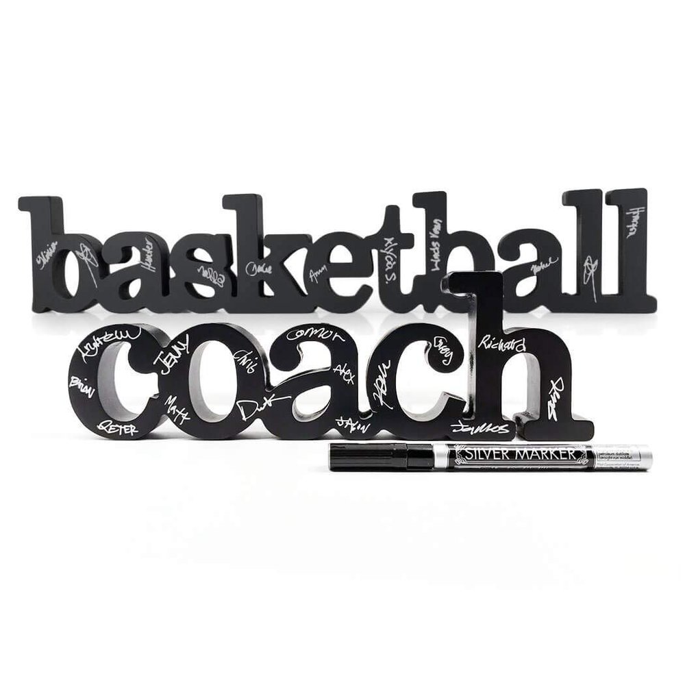 ChalkTalkSPORTS - Basketball Coach Wood Words Ready to Autograph | Basketball Sign & Decor