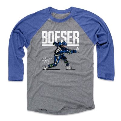500 LEVEL Brock Boeser Tee Shirt (Baseball Tee, XXX-Large, Royal/Heather Gray) - Vancouver Raglan Tee - Brock Boeser Hyper W WHT