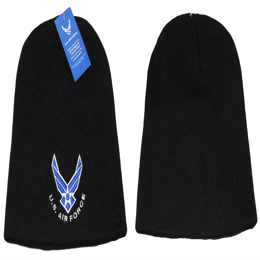 Trade Winds 8" Air Force Wings Black Knitted Embroidered Beanie Skull Cap Hat