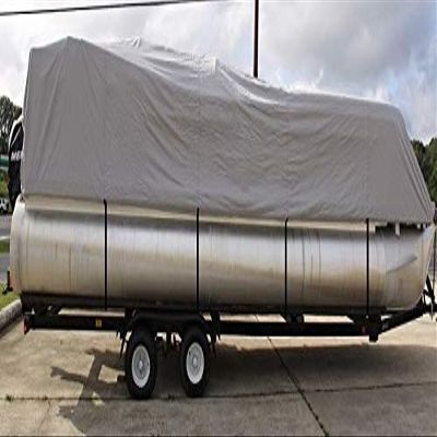 VORTEXGREY/Gray 28' Vortex Ultra Pontoon/Deck Boat COVERINCLUDES Support System, HAS Elastic and Straps FITS 26'1" to 27' to 28' FT Long