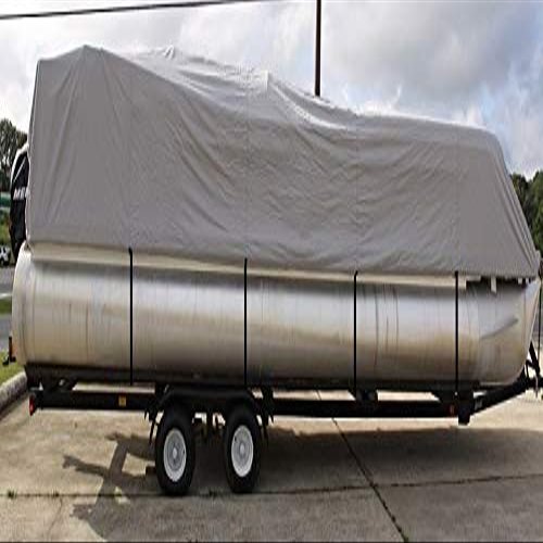 VORTEXGREY/Gray 28' Vortex Ultra Pontoon/Deck Boat COVERINCLUDES Support System, HAS Elastic and Straps FITS 26'1" to 27' to 28' FT Long