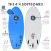KONA SURF CO. The 4-4 Surfboard for Beginners Kids and Adults - Soft Top Foam Surfboards for Beach - Surf as a Boogie Board Bodyboard or Softboard - Includes Fins and Leash in Light Blue sz:4ft 4in view 2